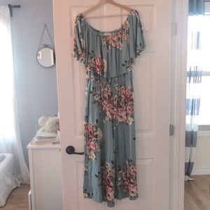 Wide leg floral jumpsuit